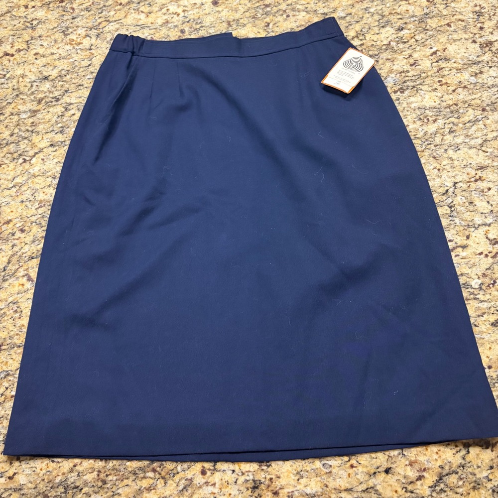 NEW Evan-Picone Woman Navy Blue 100% Worsted Wool Midi Skirt 18W ws